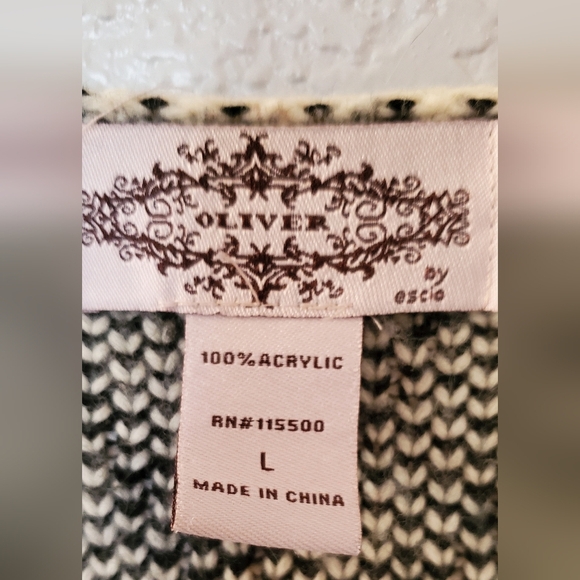 Anthropologie OSCAR By ESCIO Geometric Cream Open Front Knit Cardigan Sweater - Picture 5 of 5